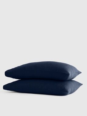Quince European Linen Pillowcase Set — King — Navy — Set of 2